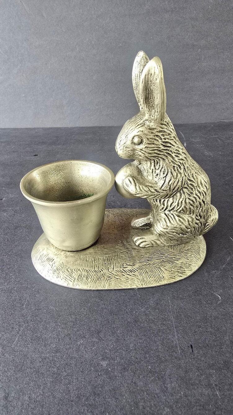 Pottery Barn Brass Rabbit Taper Candle Holder Bunny Farmhouse Decor